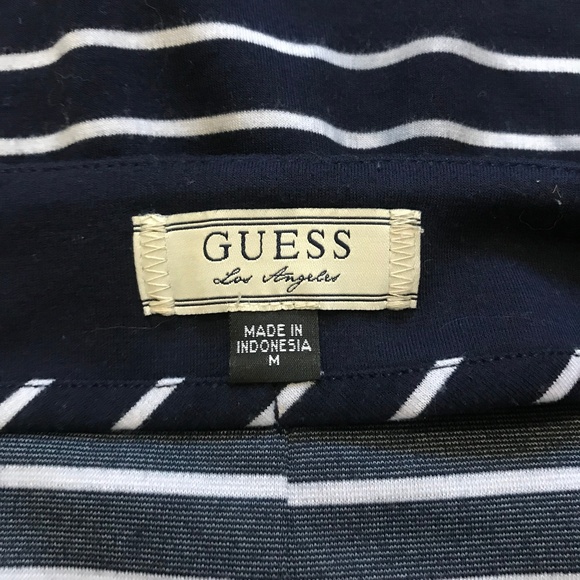 Guess Striped Navy Mini Skirt with Gold Detailing - Picture 3 of 3